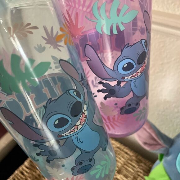 Disney Stitch Lot Hawaiian Plush Drink Tumblers Iridescent Parks Mug - Picture 10 of 14